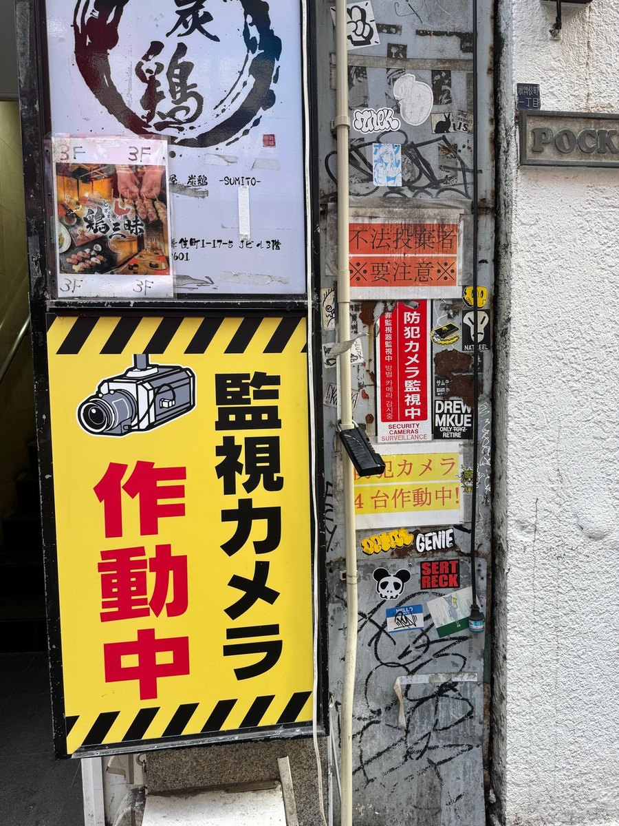 The untouched source photograph of the surveillance camera sign, for comparison.